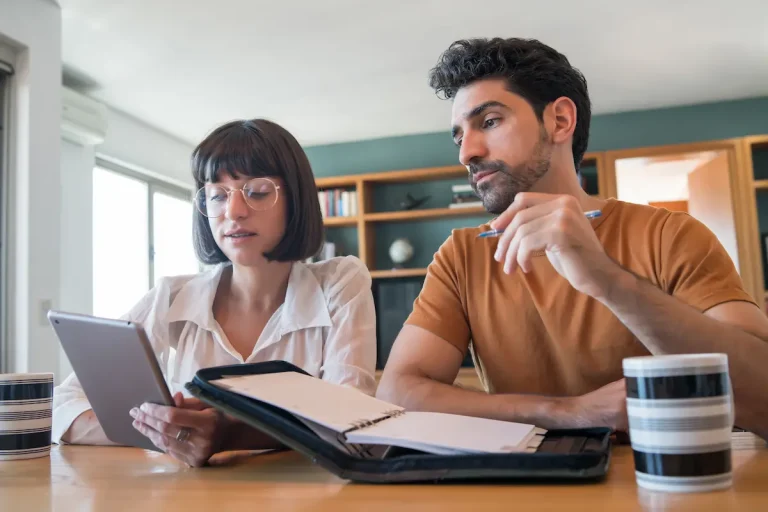 couple making choice about carpets